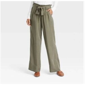 Thread & Supply olive green paper bag waist pants